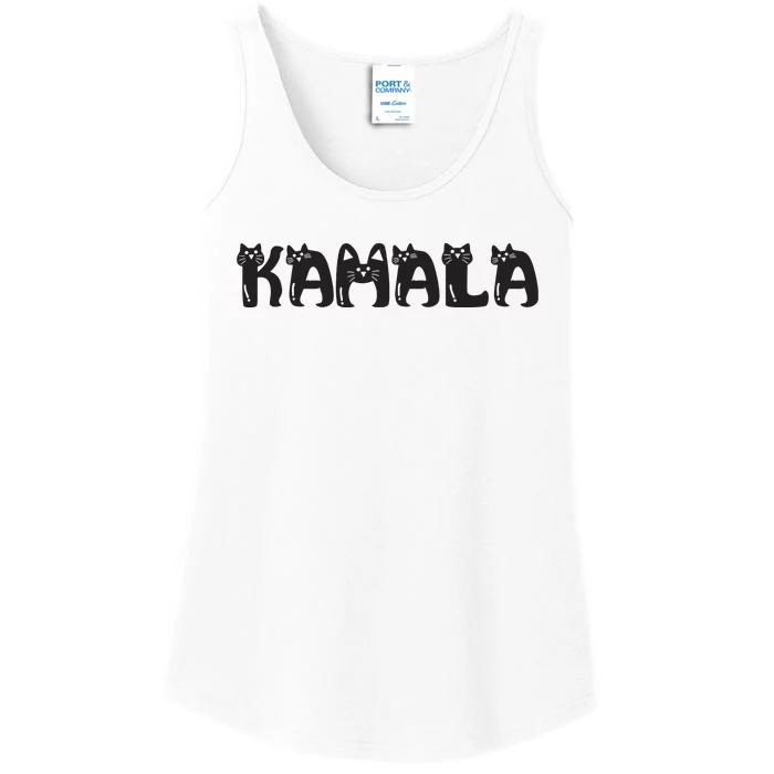 Kamala Harris Cat Lettering Positive Funny 2024 Election Ladies Essential Tank