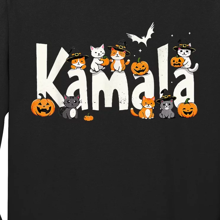 Kamala Halloween Cat Pumpkin Witch Hat Lover Kamala Haris Long Sleeve Shirt