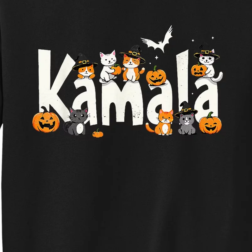 Kamala Halloween Cat Pumpkin Witch Hat Lover Kamala Haris Tall Sweatshirt