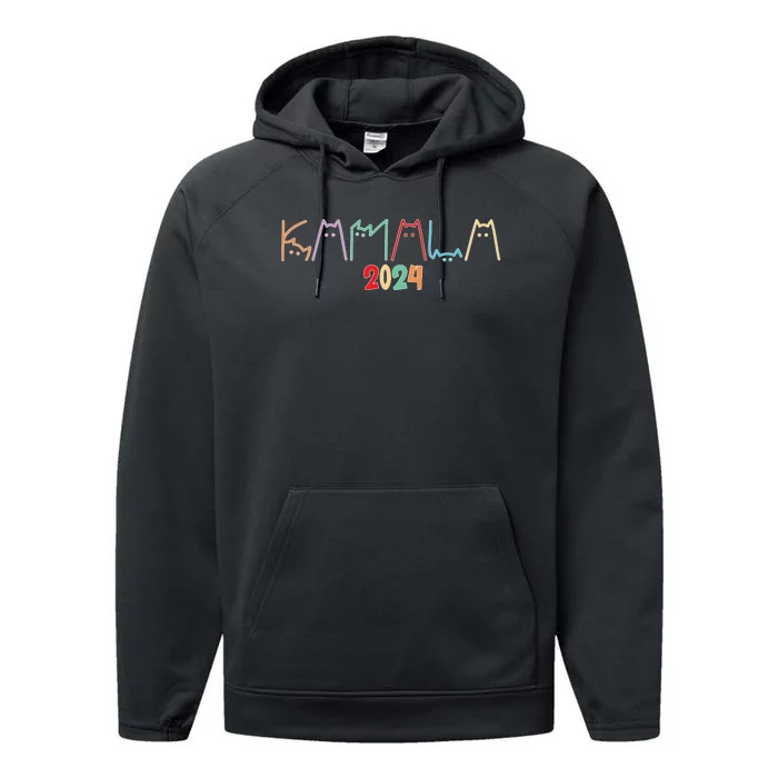 Kamala Harris Cat Lettering Performance Fleece Hoodie