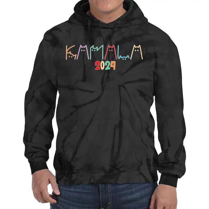 Kamala Harris Cat Lettering Tie Dye Hoodie