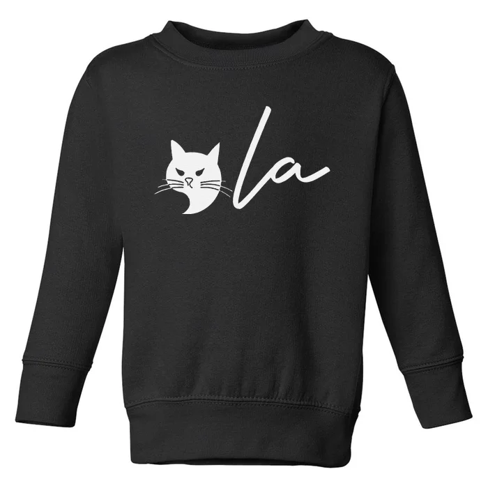 Kamala Harris Cat Lettering Positive Funny Comma La 2024 Gift Toddler Sweatshirt