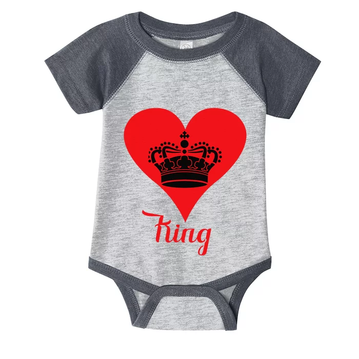 King Heart Crown Silhouette Valentine's Day For Him Infant Baby Jersey Bodysuit