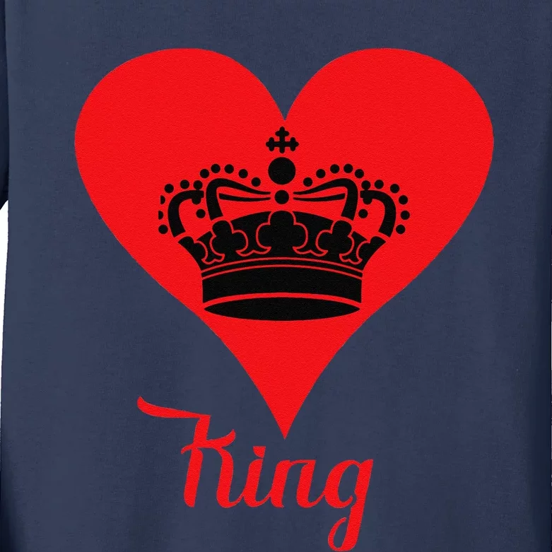 King Heart Crown Silhouette Valentine's Day For Him Kids Long Sleeve Shirt