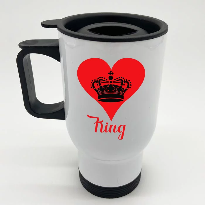 King Heart Crown Silhouette Valentine's Day For Him Front & Back Stainless Steel Travel Mug