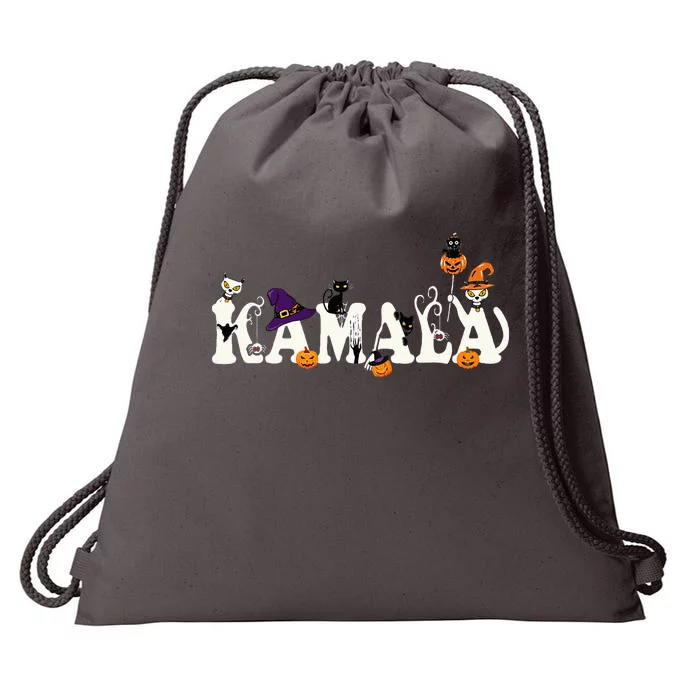 Kamala Halloween Cat Pumpkin Witch Hat Lover Kamala Haris Drawstring Bag