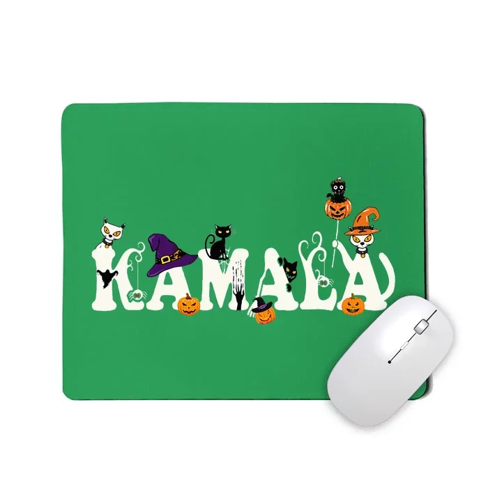 Kamala Halloween Cat Pumpkin Witch Hat Lover Kamala Haris Mousepad