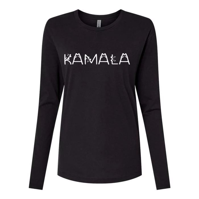 Kamala Harris Cat Lettering Positive Womens Cotton Relaxed Long Sleeve T-Shirt