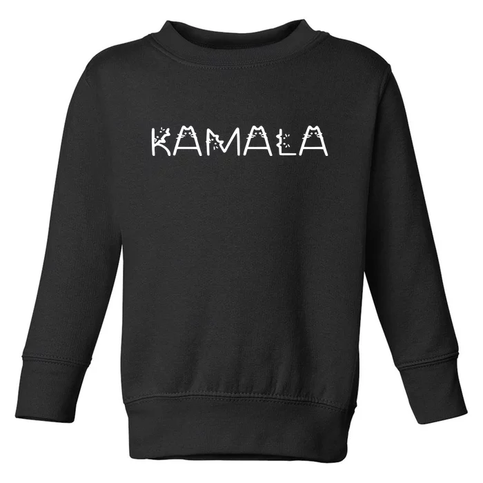 Kamala Harris Cat Lettering Positive Toddler Sweatshirt