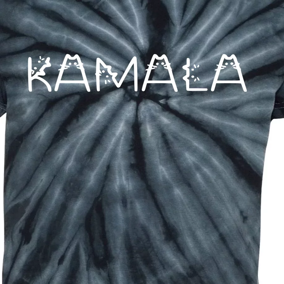 Kamala Harris Cat Lettering Positive Kids Tie-Dye T-Shirt