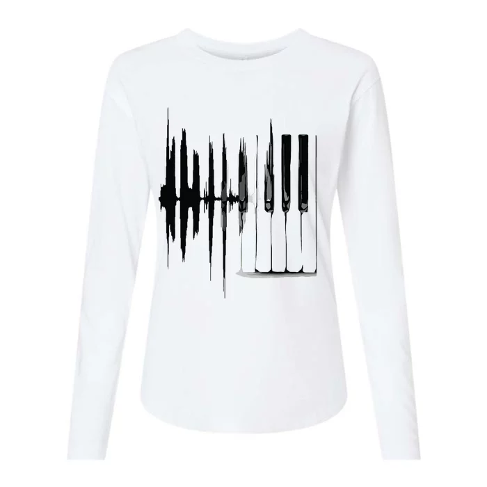 Keyboard Heartbeat Cool Piano And Organ Player Novelty Item Womens Cotton Relaxed Long Sleeve T-Shirt