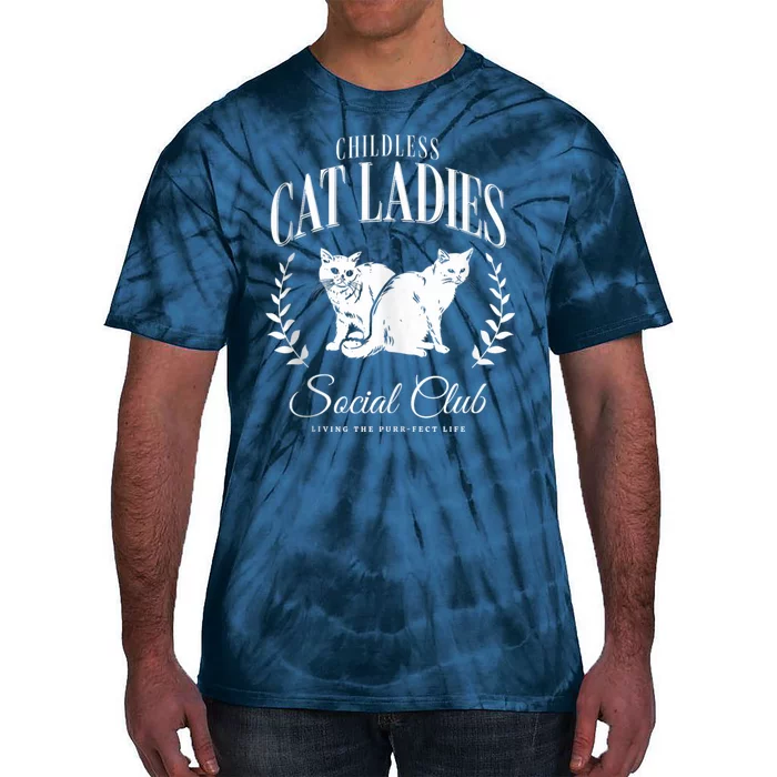 Kamala Harris Childless Cat Ladies Social Club Cat Lover Tie-Dye T-Shirt