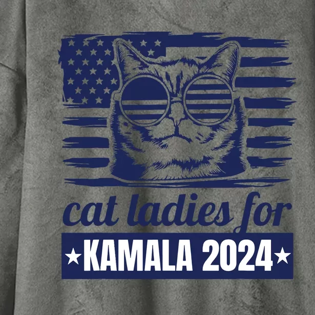 Kamala Harris Cat Lady 2024 Feminine Women Voting Funny Hooded Wearable Blanket