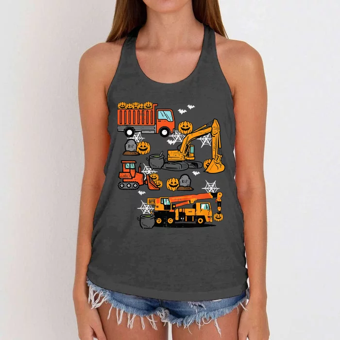 Kid Halloween Construction Trucks Costume Toddler Boy Kid Women's Knotted Racerback Tank