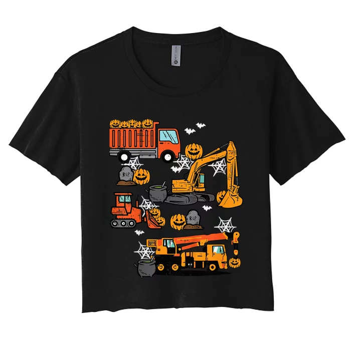 Kid Halloween Construction Trucks Costume Toddler Boy Kid Women's Crop Top Tee