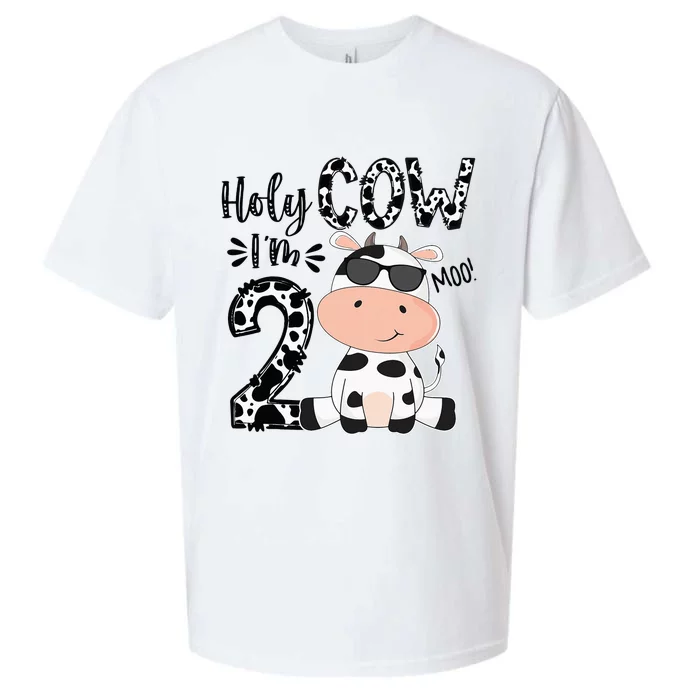 Kids Holy Cow Im 2 Birthday Boy 2nd Cow Farm Animals Bday Sueded Cloud Jersey T-Shirt