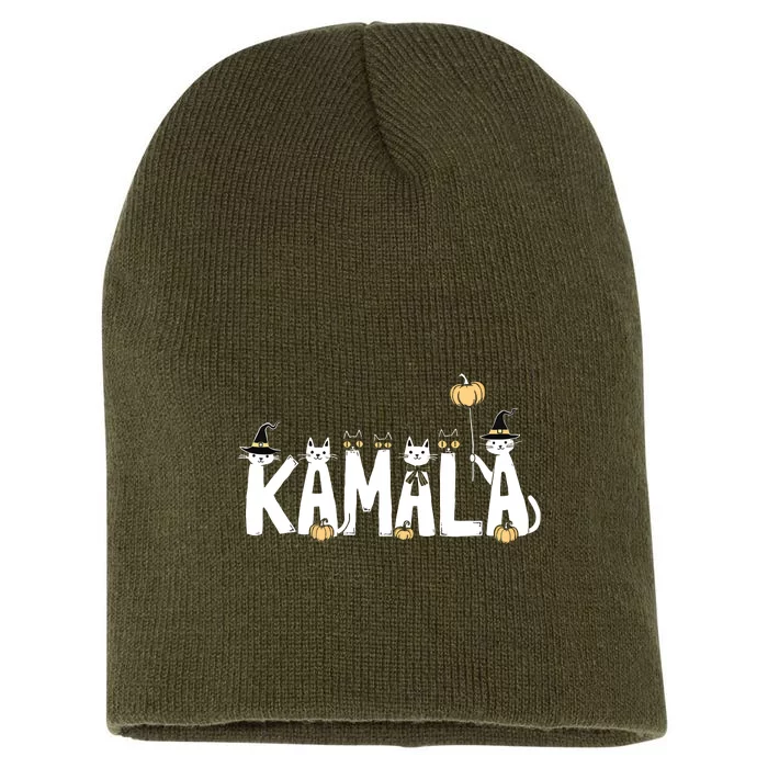 Kamala Halloween Cat Lover Witch Name Design Short Acrylic Beanie