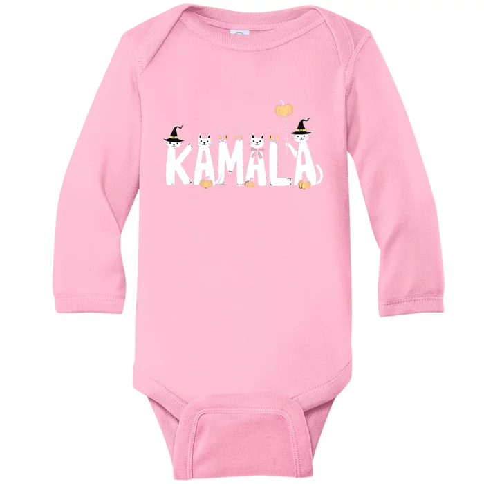 Kamala Halloween Cat Lover Witch Name Design Baby Long Sleeve Bodysuit