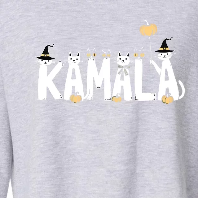 Kamala Halloween Cat Lover Witch Name Design Cropped Pullover Crew