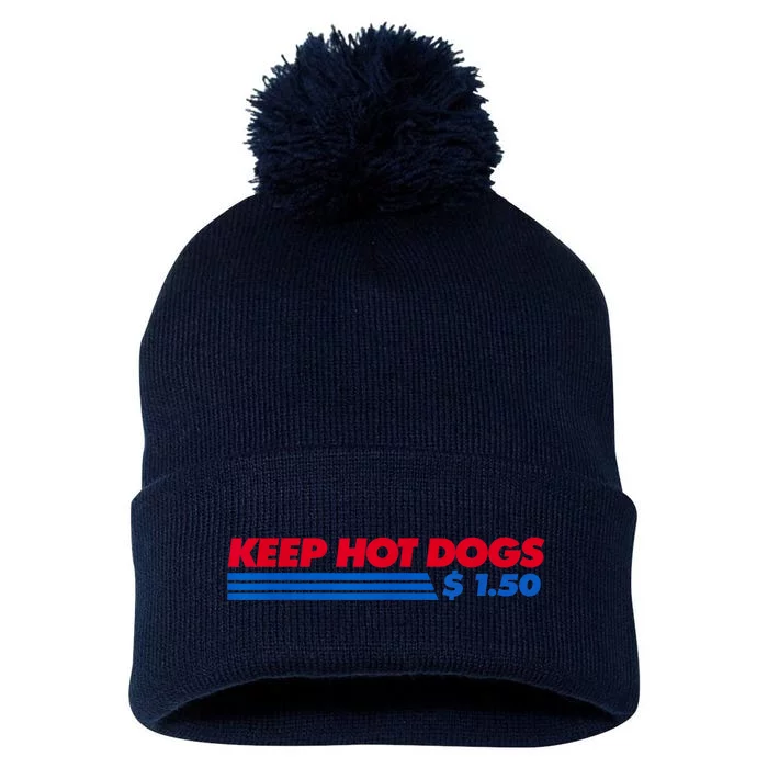 Keep Hot Dogs $1.50 Dollars Pom Pom 12in Knit Beanie