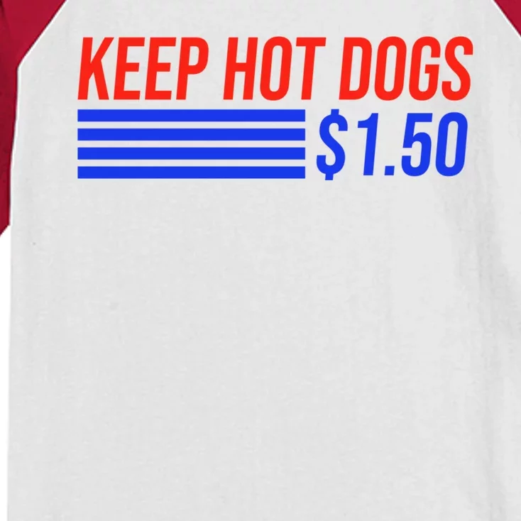 Keep Hot Dogs $1.50 Dollars Kids Colorblock Raglan Jersey