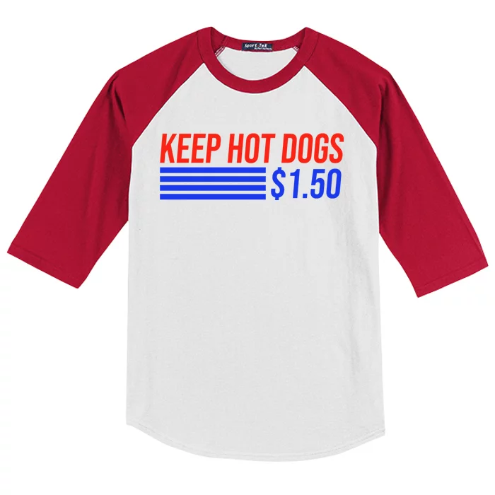 Keep Hot Dogs $1.50 Dollars Kids Colorblock Raglan Jersey