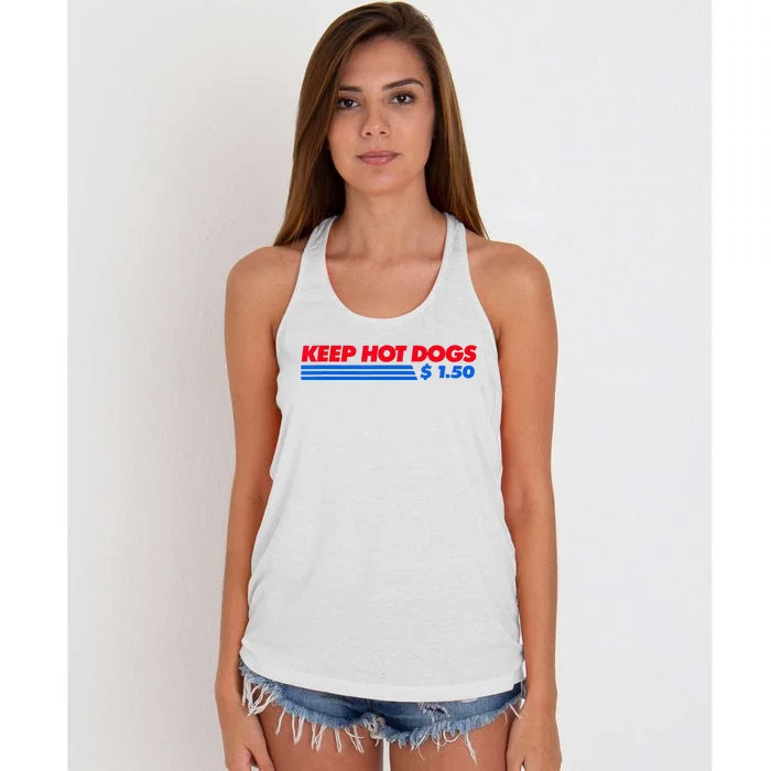 Keep Hot Dogs $1.50 Women's Knotted Racerback Tank