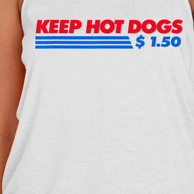 Keep Hot Dogs $1.50 Women's Knotted Racerback Tank