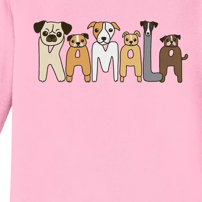 Kamala Harris Dog Lettering Font Design Baby Long Sleeve Bodysuit