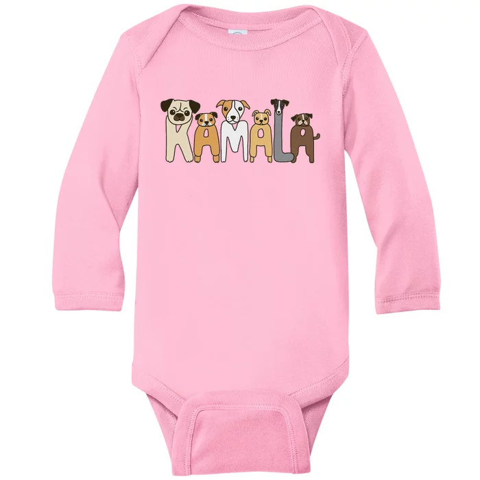 Kamala Harris Dog Lettering Font Design Baby Long Sleeve Bodysuit