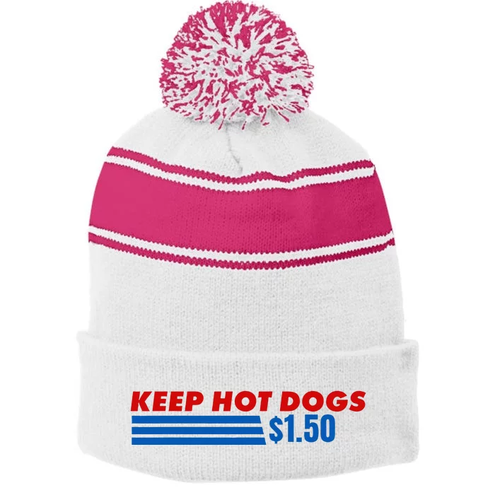 Keep Hot Dogs At 1.50 Dollars Stripe Pom Pom Beanie