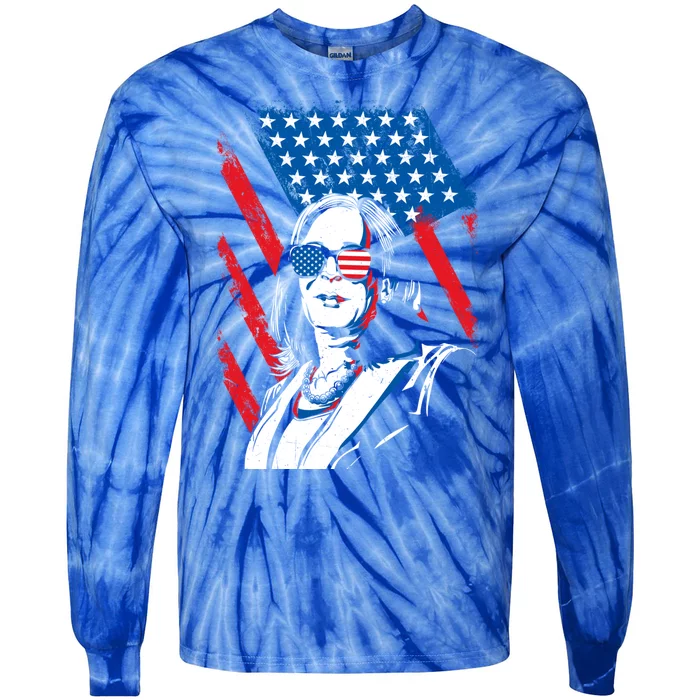 Kamala Harris Democratic American Flag Meaningful Gift Tie-Dye Long Sleeve Shirt