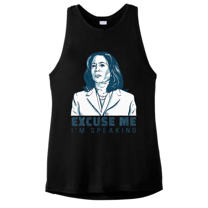 Kamala Harris Excuse Me IM Speaking President 2024 Ladies Tri-Blend Wicking Tank