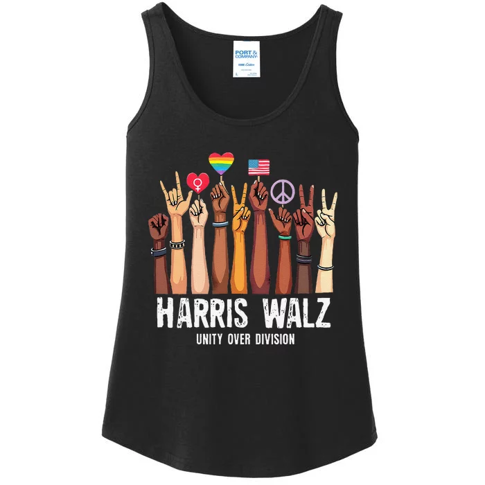 Kamala Harris Election Day Harris Walz Unity Over Division Ladies Essential Tank