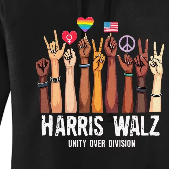 Kamala Harris Election Day Harris Walz Unity Over Division Women's Pullover Hoodie