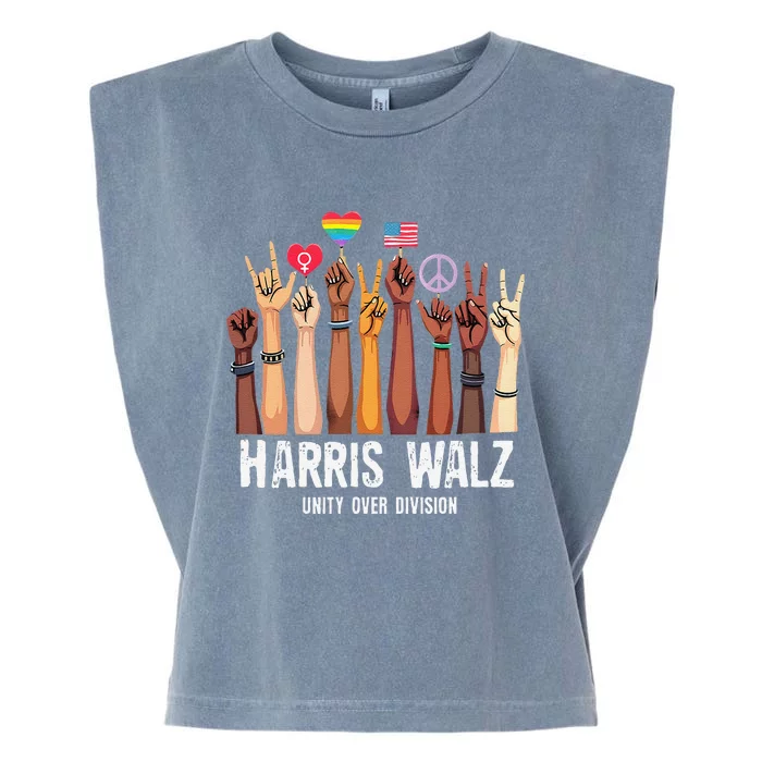 Kamala Harris Election Day Harris Walz Unity Over Division Garment-Dyed Women's Muscle Tee