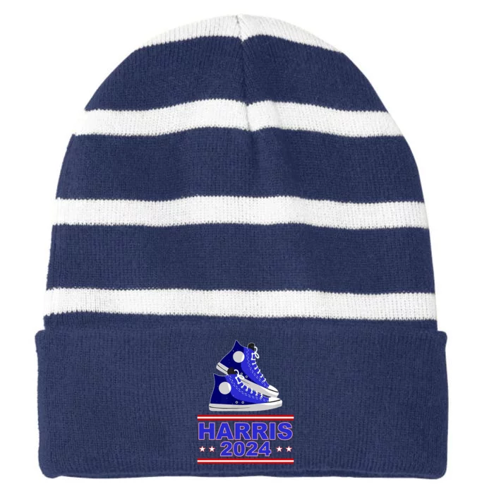 Kamala Harris Election Sneakers 2024 Striped Beanie with Solid Band