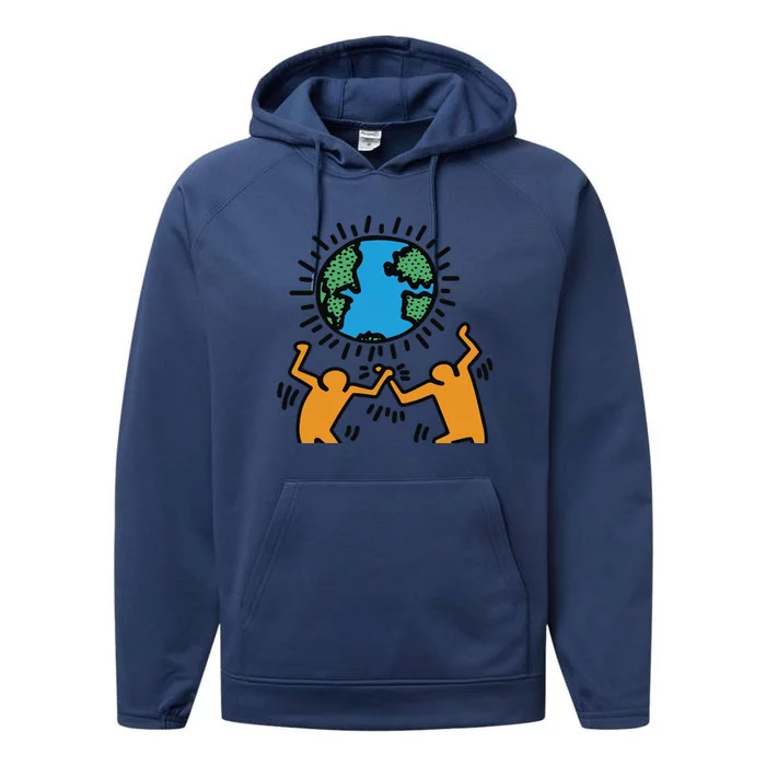 Keith Haring Earth Day Artwork Performance Fleece Hoodie