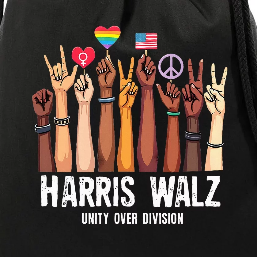 Kamala Harris Election Day Harris Walz Unity Over Division Drawstring Bag