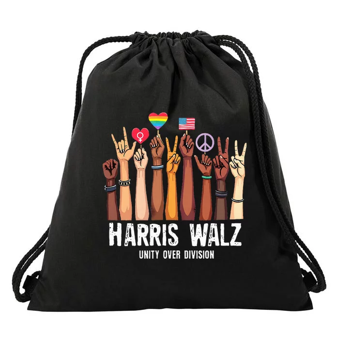 Kamala Harris Election Day Harris Walz Unity Over Division Drawstring Bag