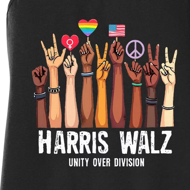 Kamala Harris Election Day Harris Walz Unity Over Division Women's Racerback Tank