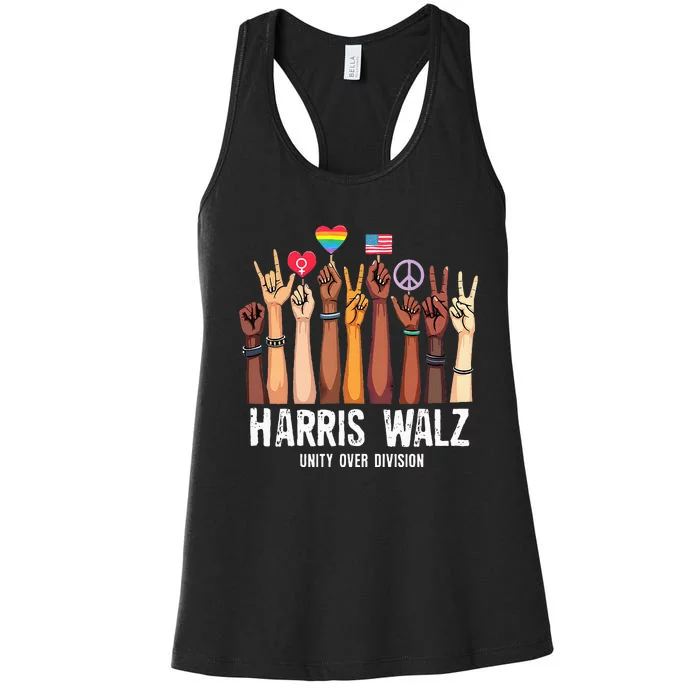 Kamala Harris Election Day Harris Walz Unity Over Division Women's Racerback Tank