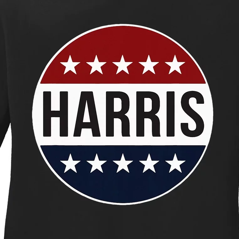 Kamala Harris For President 2024 Kamala Harris Vote Button Ladies Long Sleeve Shirt