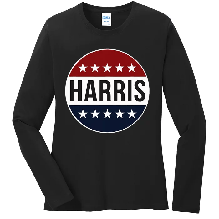 Kamala Harris For President 2024 Kamala Harris Vote Button Ladies Long Sleeve Shirt