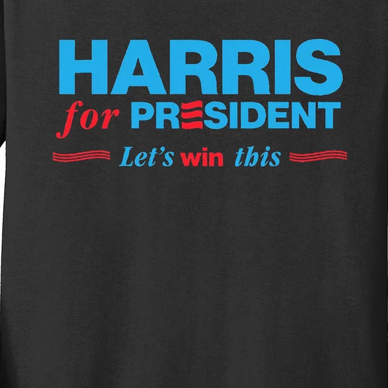 Kamala Harris For President 2024 Vote Blue Democrat Election Kids Long Sleeve Shirt