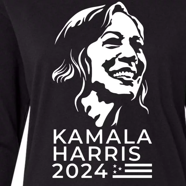 Kamala Harris Face Portrait 2024 Womens Cotton Relaxed Long Sleeve T-Shirt