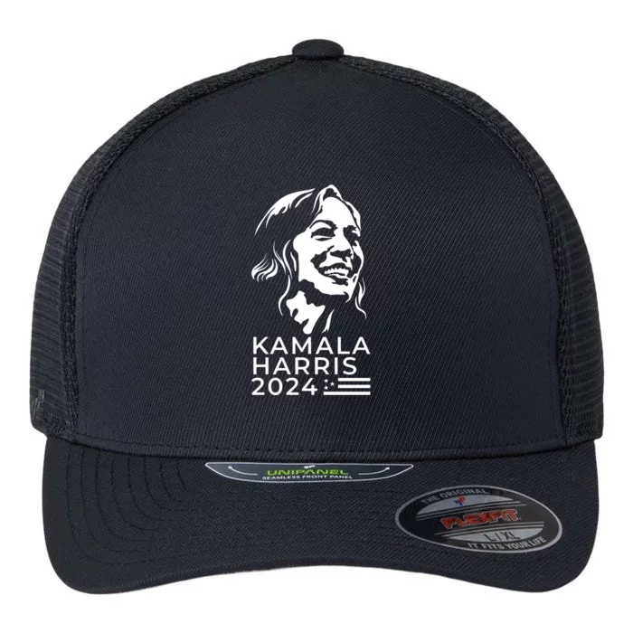 Kamala Harris Face Portrait 2024 Flexfit Unipanel Trucker Cap