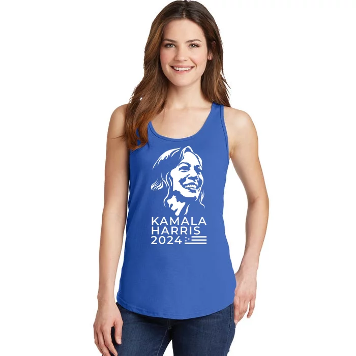 Kamala Harris Face Portrait 2024 Ladies Essential Tank