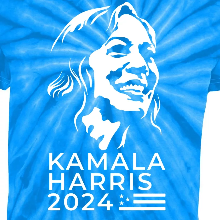 Kamala Harris Face Portrait 2024 Kids Tie-Dye T-Shirt