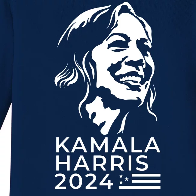 Kamala Harris Face Portrait 2024 Baby Long Sleeve Bodysuit